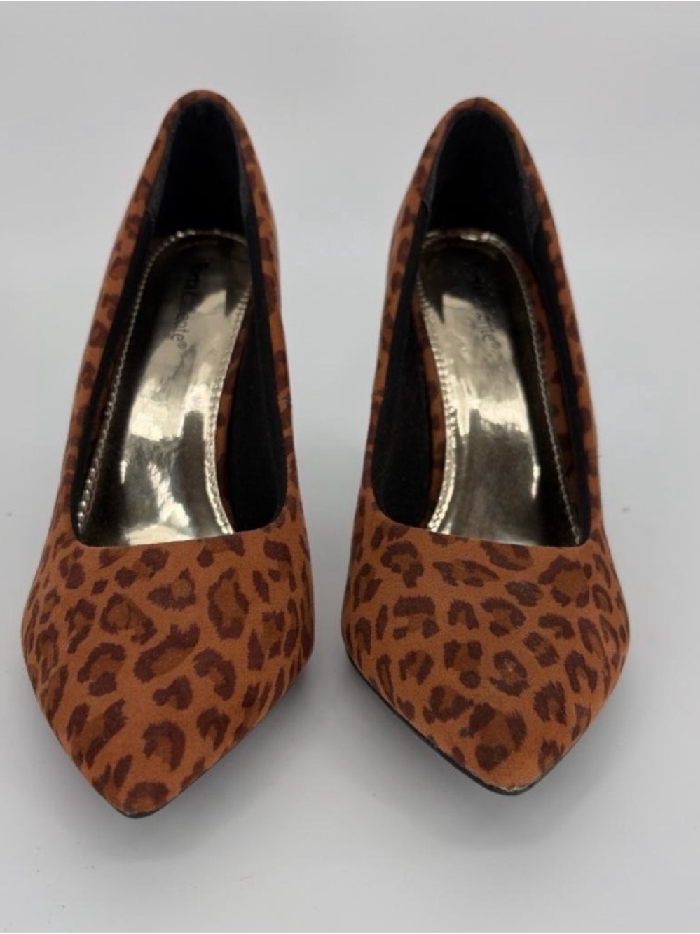 Women's Leopard Print Pointed Toe Pumps - Brown